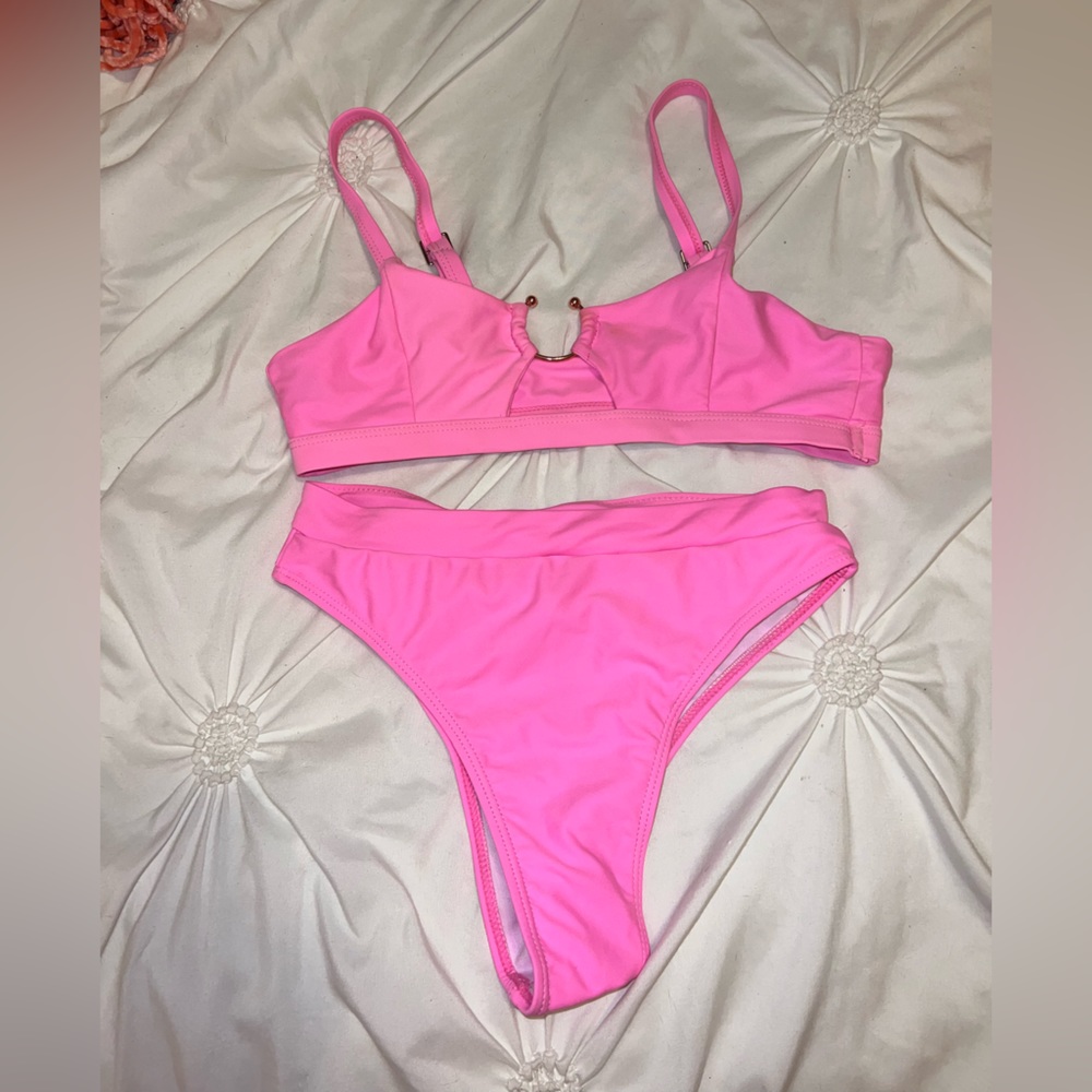 Pink high waisted shein bikini